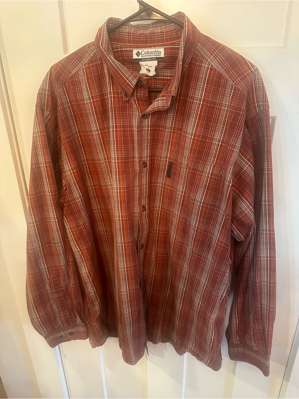 Columbia Sportswear Rust Plaid Long Sleeve Button Down Shirt XL